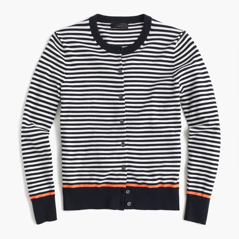 J. Crew Cotton Jackie Cardigan w/ Neon Tipping XL